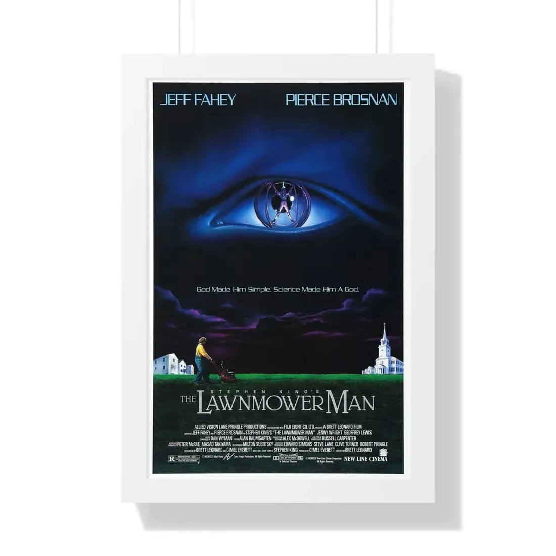THE LAWNMOWER MAN 1992 - Framed Movie Poster 16″ x 24″ White - The Sticker Space