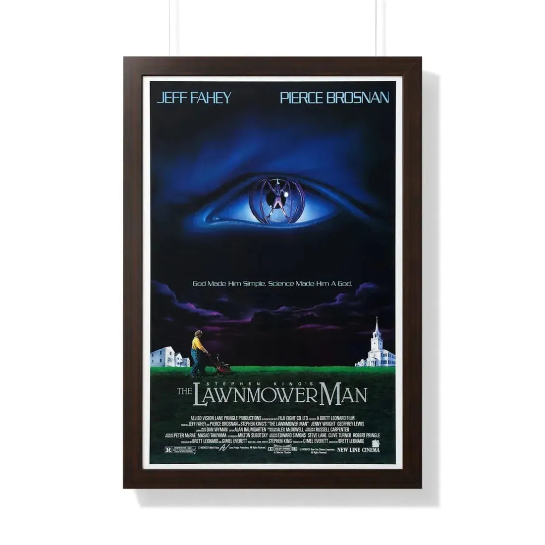 THE LAWNMOWER MAN 1992 - Framed Movie Poster 20" x 30" Walnut - The Sticker Space