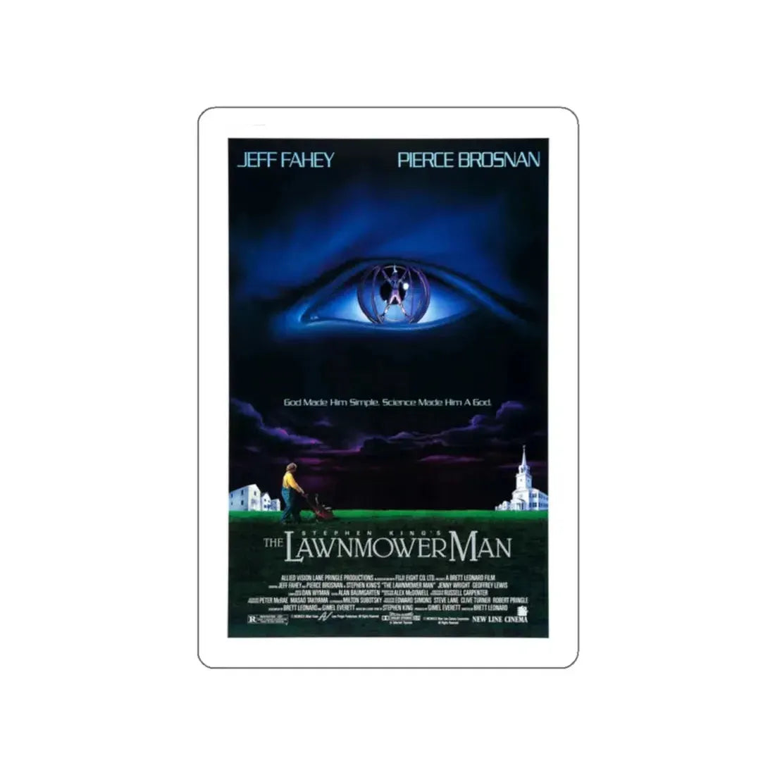 THE LAWNMOWER MAN 1992 Movie Poster STICKER Vinyl Die-Cut Decal 2 Inch - The Sticker Space