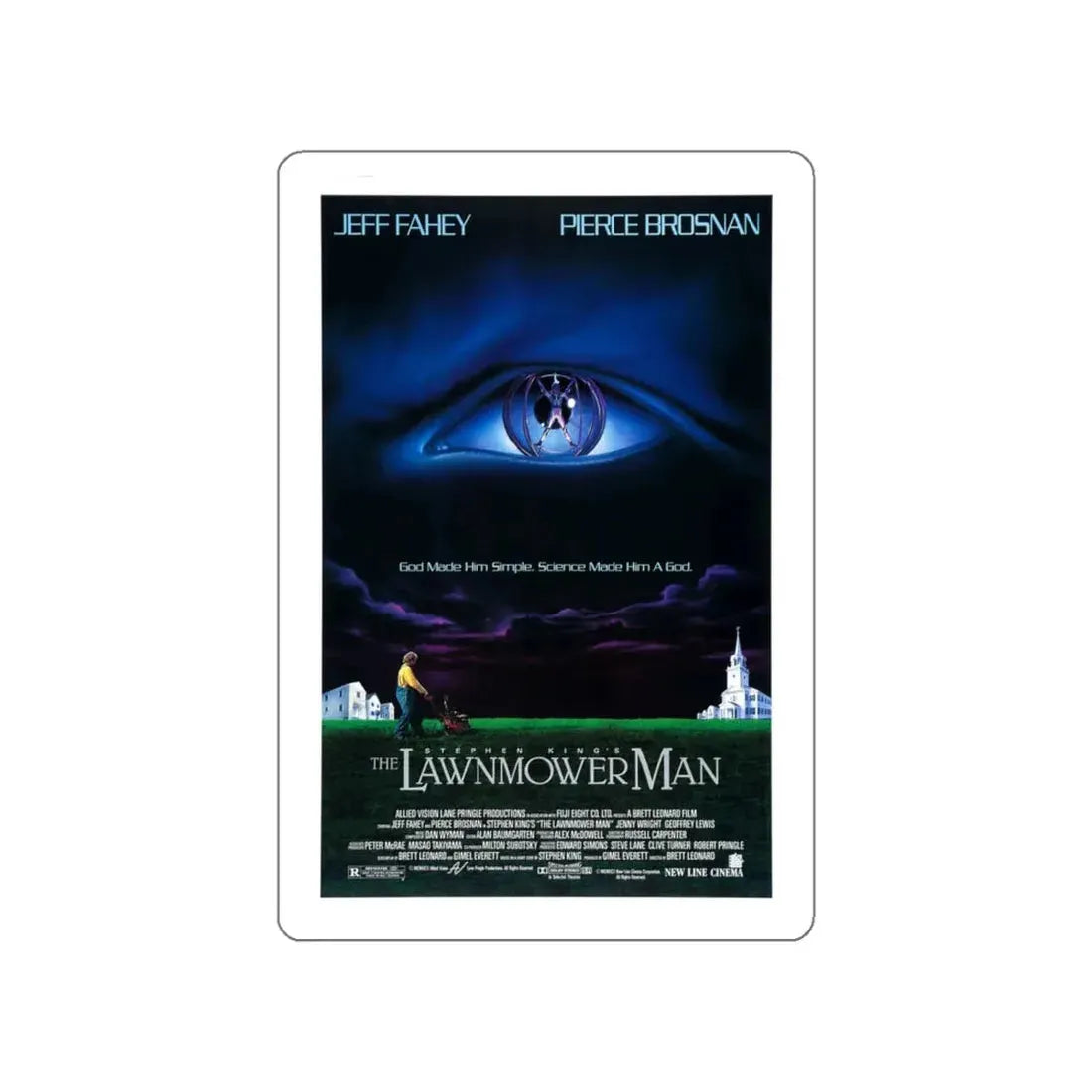 THE LAWNMOWER MAN 1992 Movie Poster STICKER Vinyl Die-Cut Decal 5 Inch - The Sticker Space