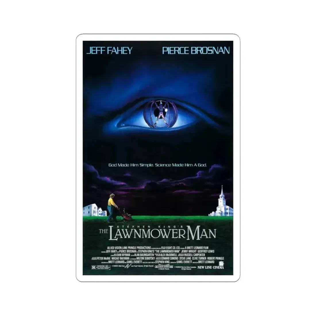 The Lawnmower Man 1992 Movie Poster - STICKER Vinyl Kiss-Cut Decal 6 Inch White - The Sticker Space