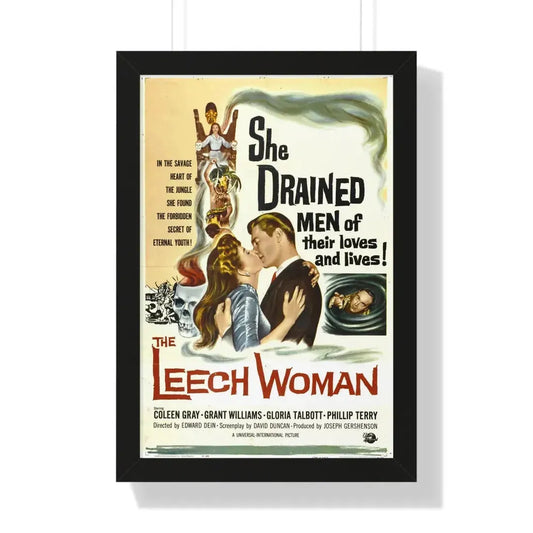 THE LEECH WOMAN 1960 - Framed Movie Poster 16″ x 24″ Black - The Sticker Space