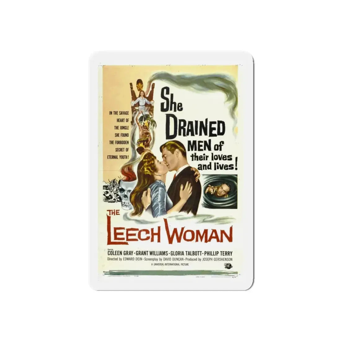 THE LEECH WOMAN 1960 Movie Poster - Refrigerator Magnet 3 Inch Die-Cut - The Sticker Space