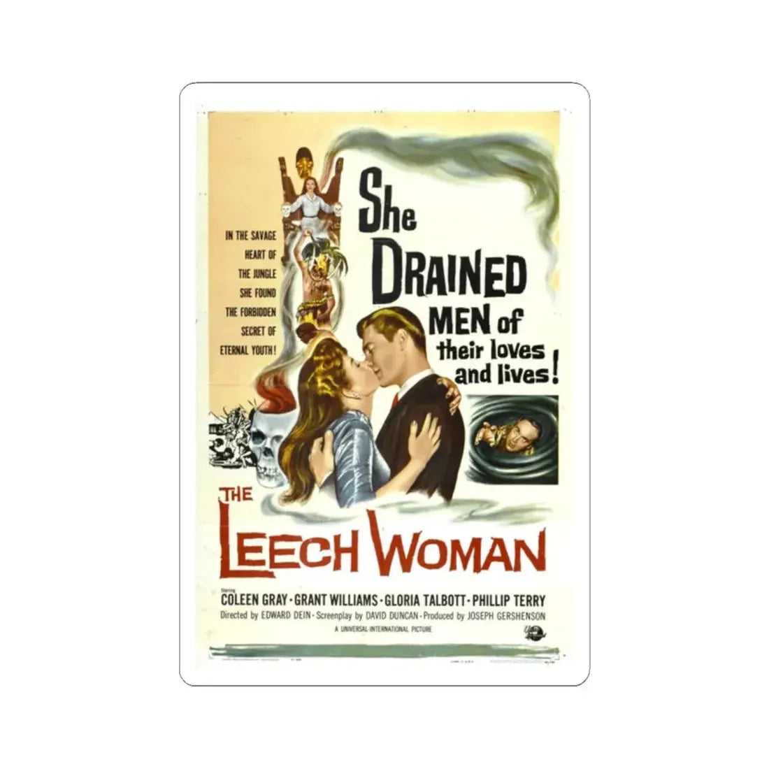 THE LEECH WOMAN 1960 Movie Poster - STICKER Vinyl Kiss-Cut Decal 2 Inch White - The Sticker Space