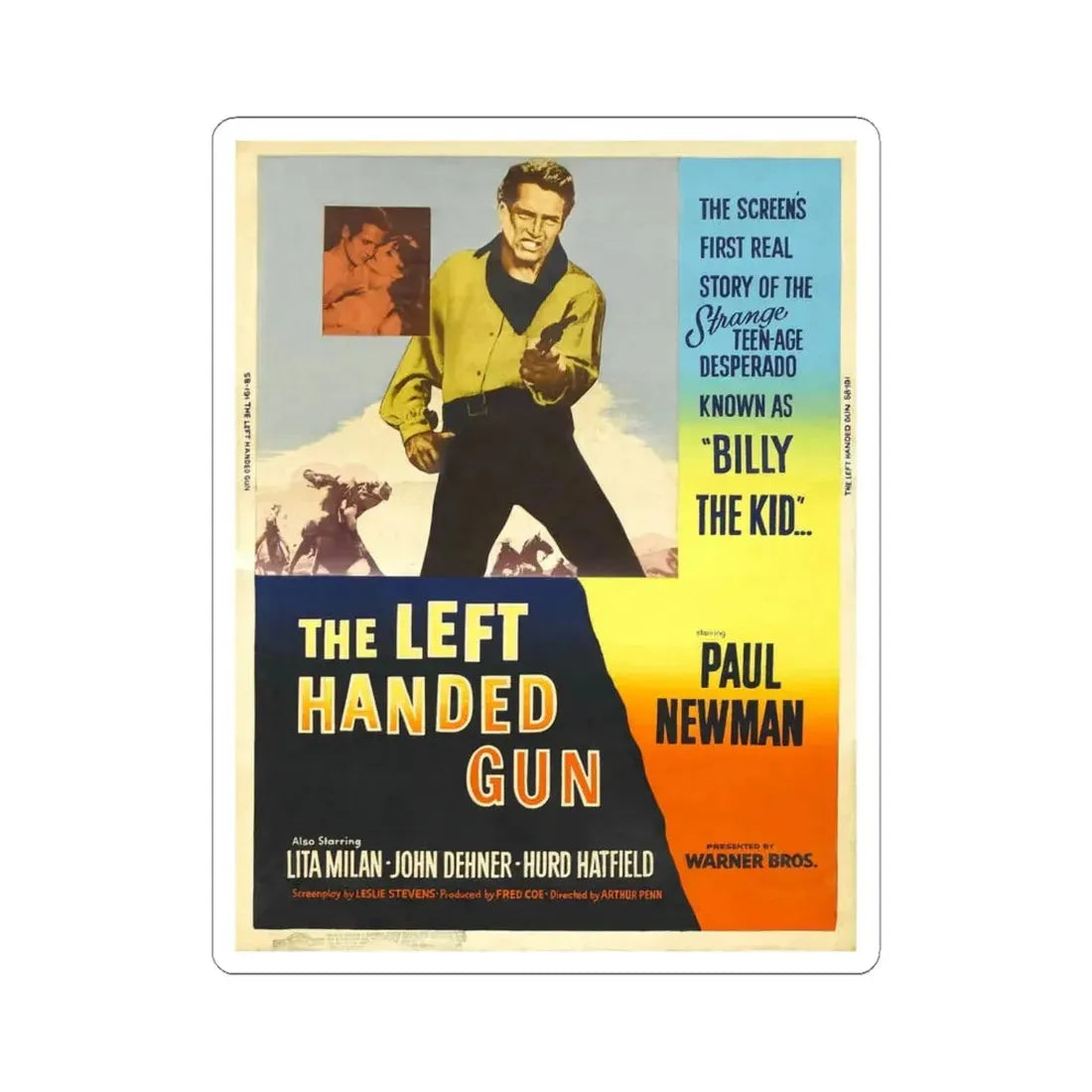 The Left Handed Gun 1958 Movie Poster - STICKER Vinyl Kiss-Cut Decal 6 Inch White - The Sticker Space