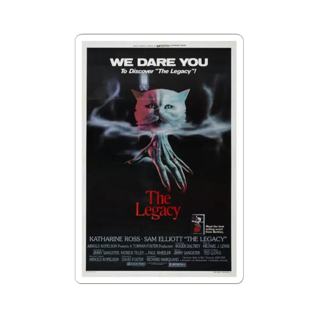 THE LEGACY 1978 Movie Poster - STICKER Vinyl Kiss-Cut Decal 2 Inch White - The Sticker Space