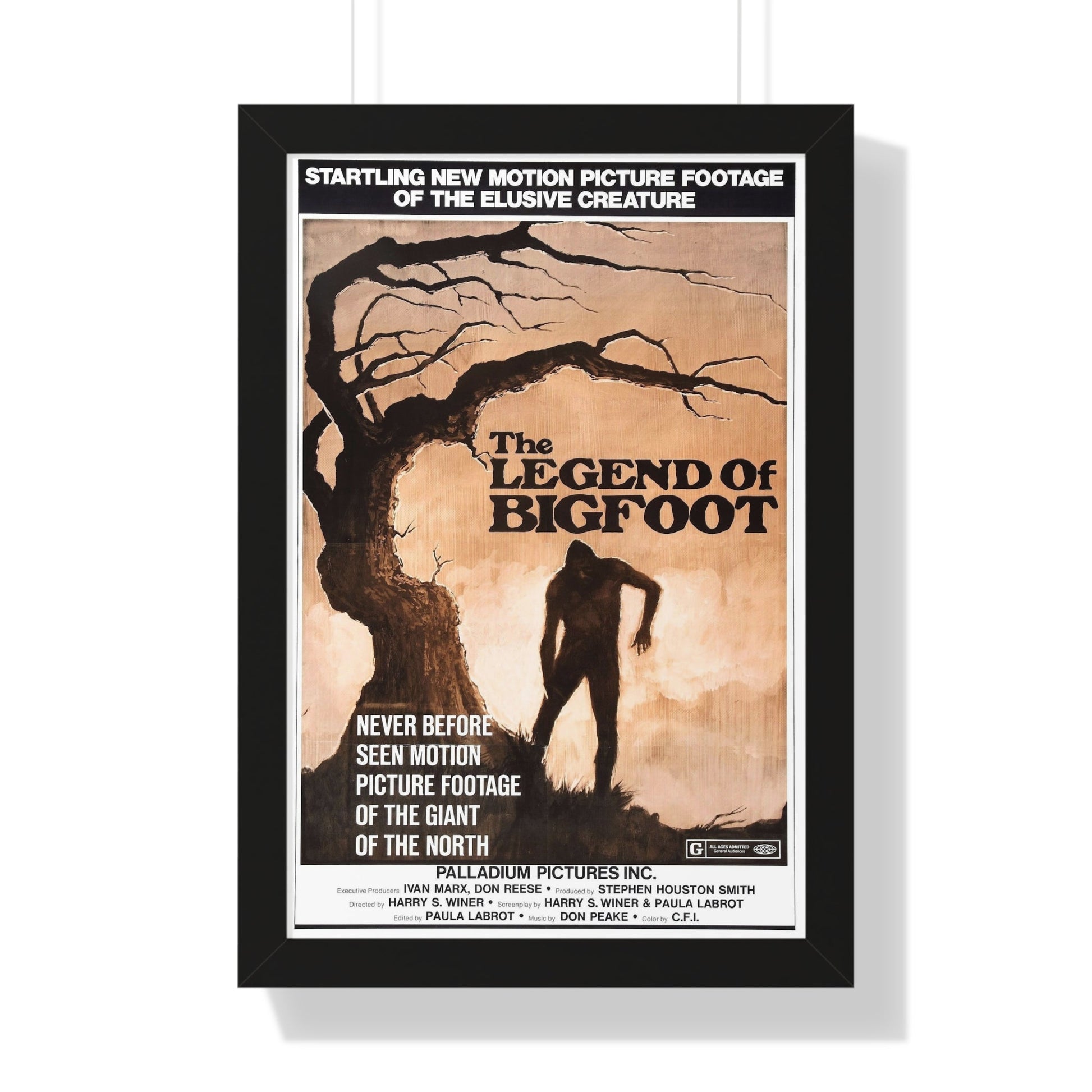 THE LEGEND OF BIGFOOT 1975 - Framed Movie Poster-16″ x 24″-The Sticker Space