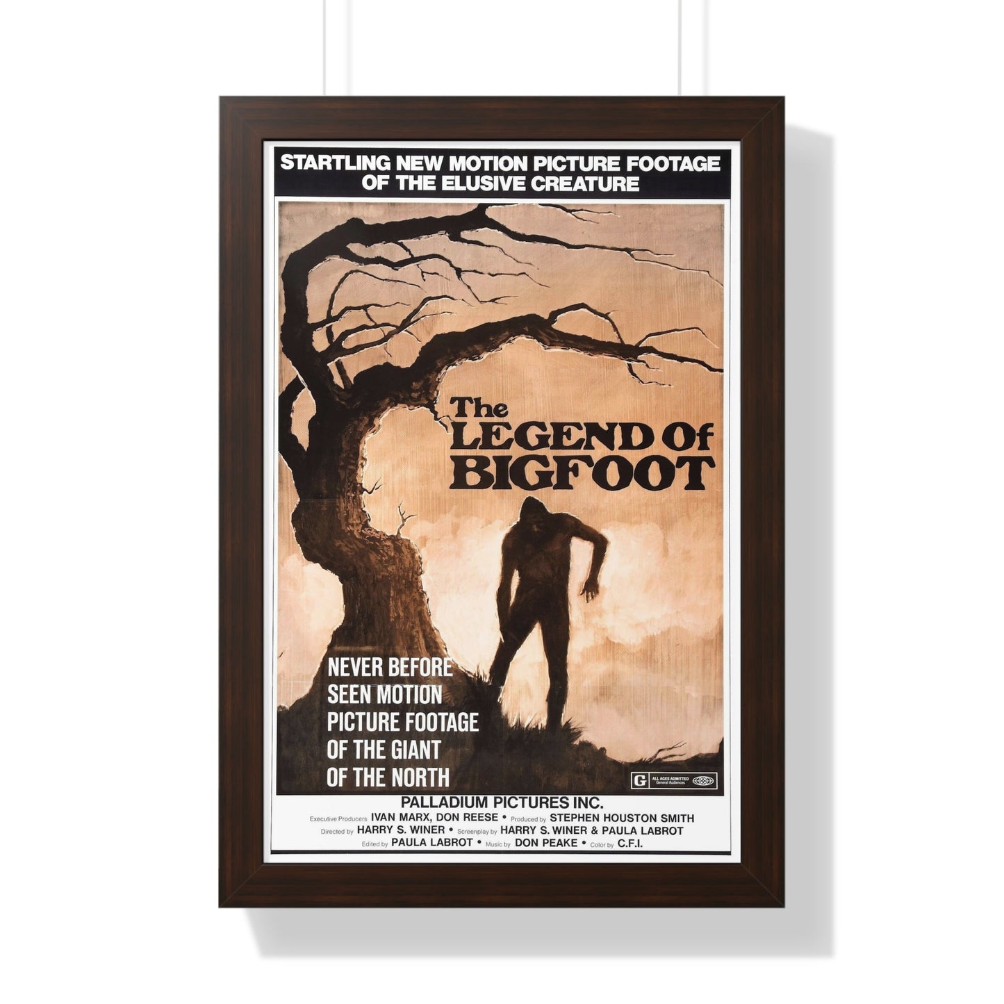 THE LEGEND OF BIGFOOT 1975 - Framed Movie Poster-16″ x 24″-The Sticker Space