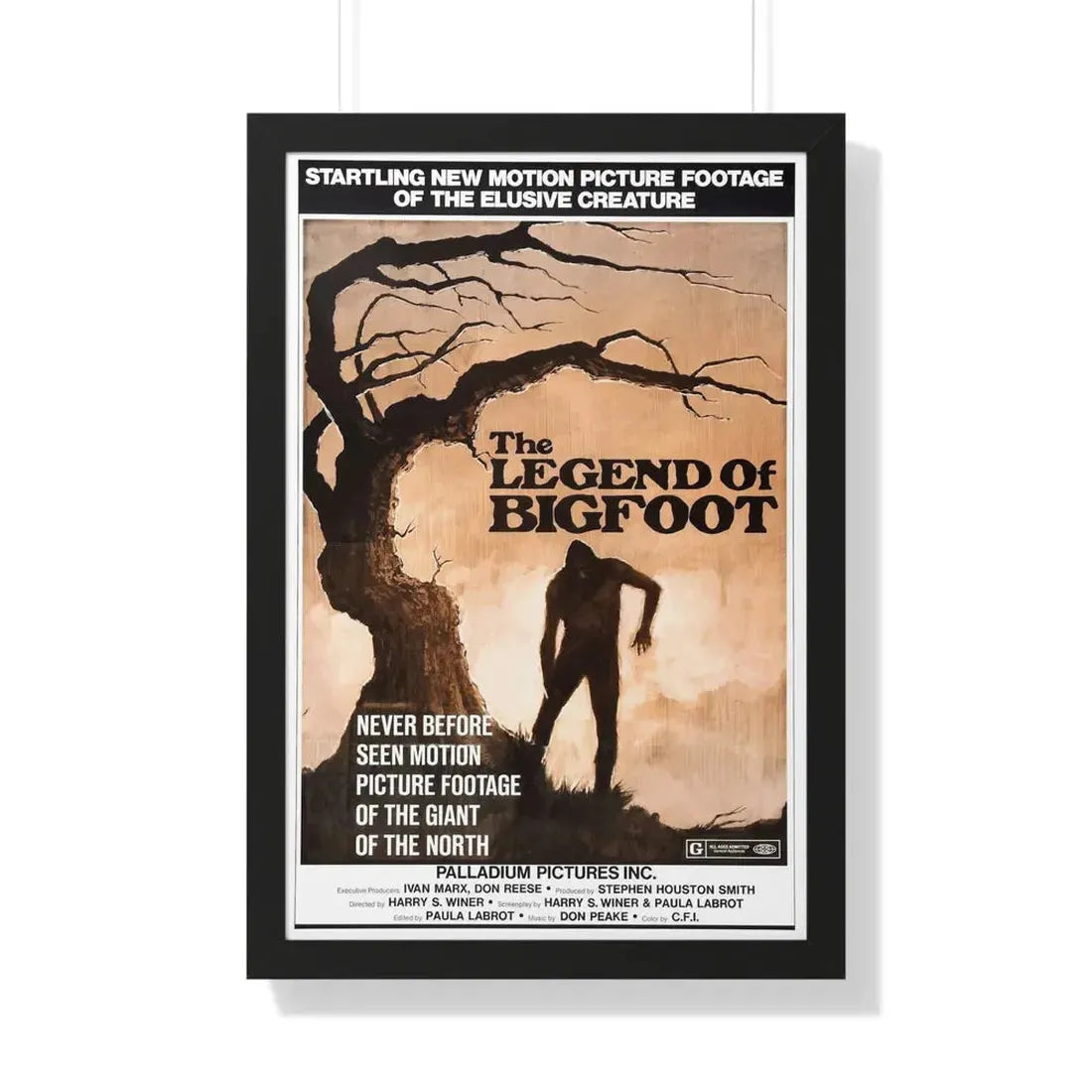 THE LEGEND OF BIGFOOT 1975 - Framed Movie Poster 20" x 30" Black - The Sticker Space