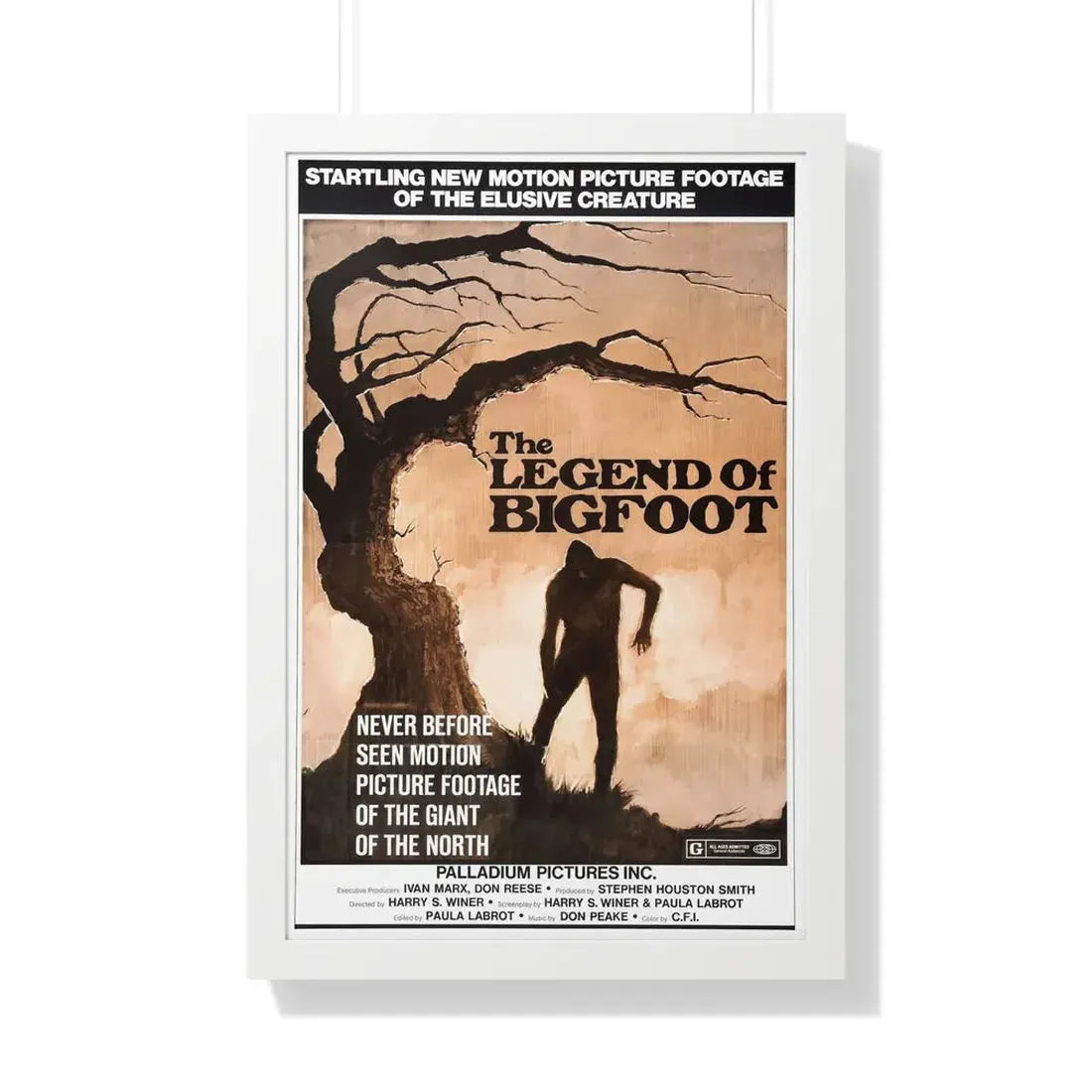 THE LEGEND OF BIGFOOT 1975 - Framed Movie Poster 20" x 30" White - The Sticker Space
