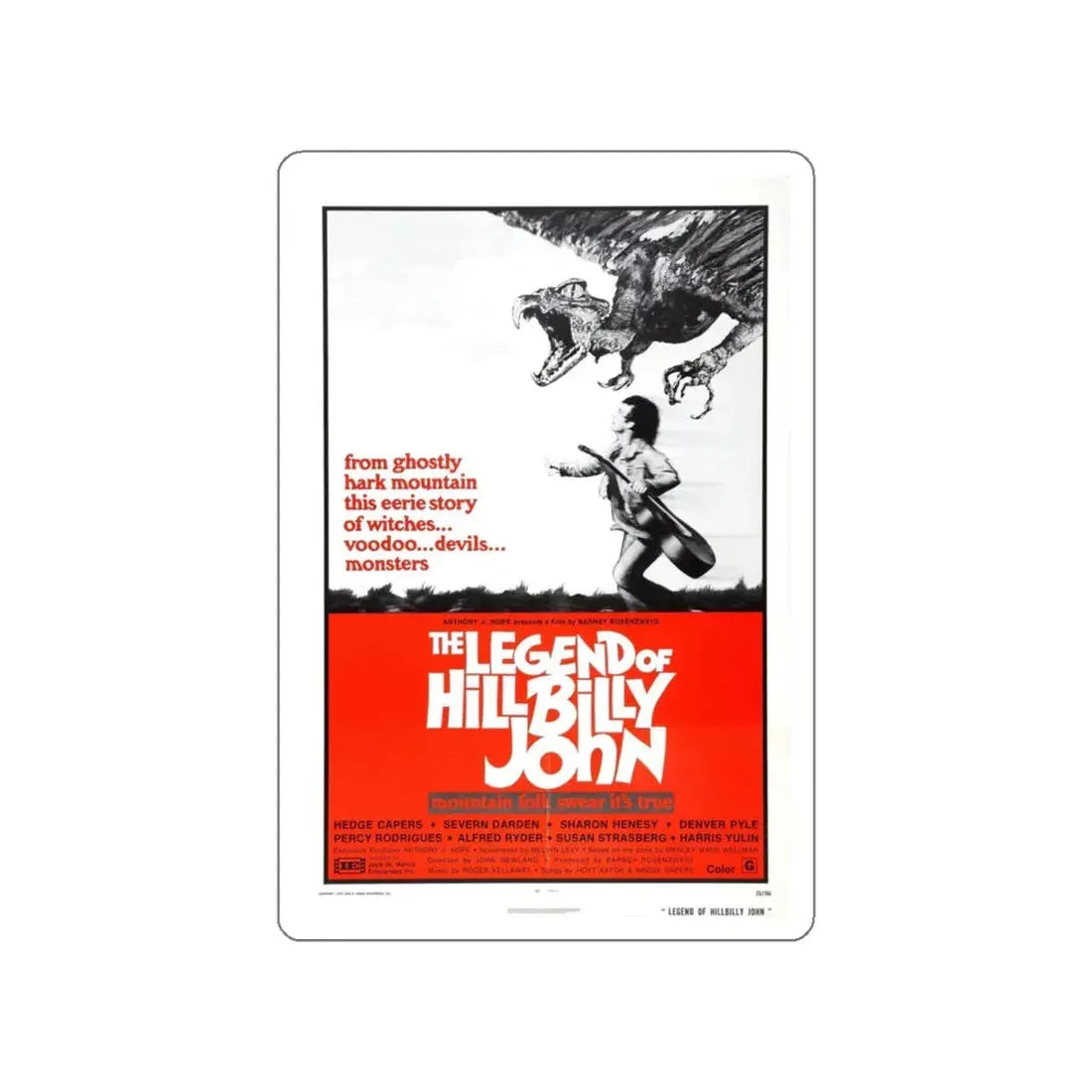 THE LEGEND OF HILLBILLY JOHN 1972 Movie Poster STICKER Vinyl Die-Cut Decal 6 Inch - The Sticker Space