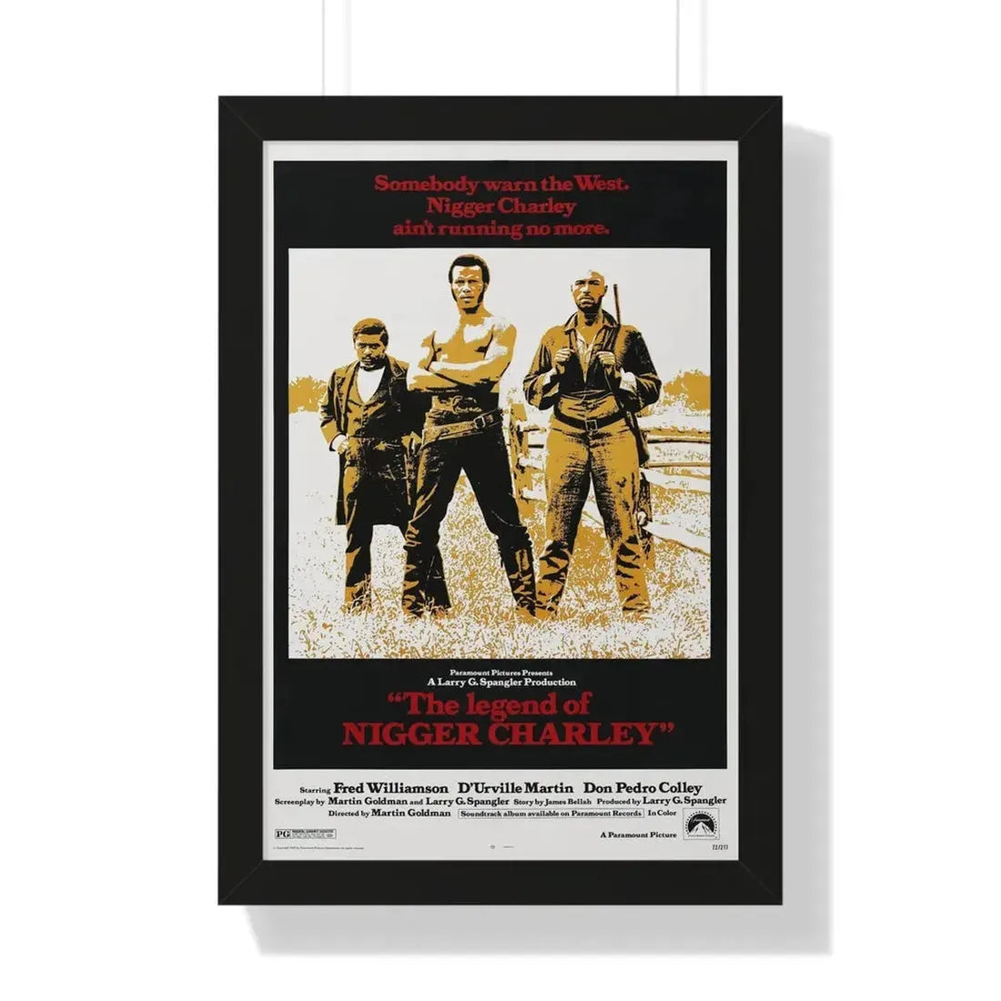 THE LEGEND OF NIGGER CHARLEY 1972 - Framed Movie Poster 16″ x 24″ Black - The Sticker Space