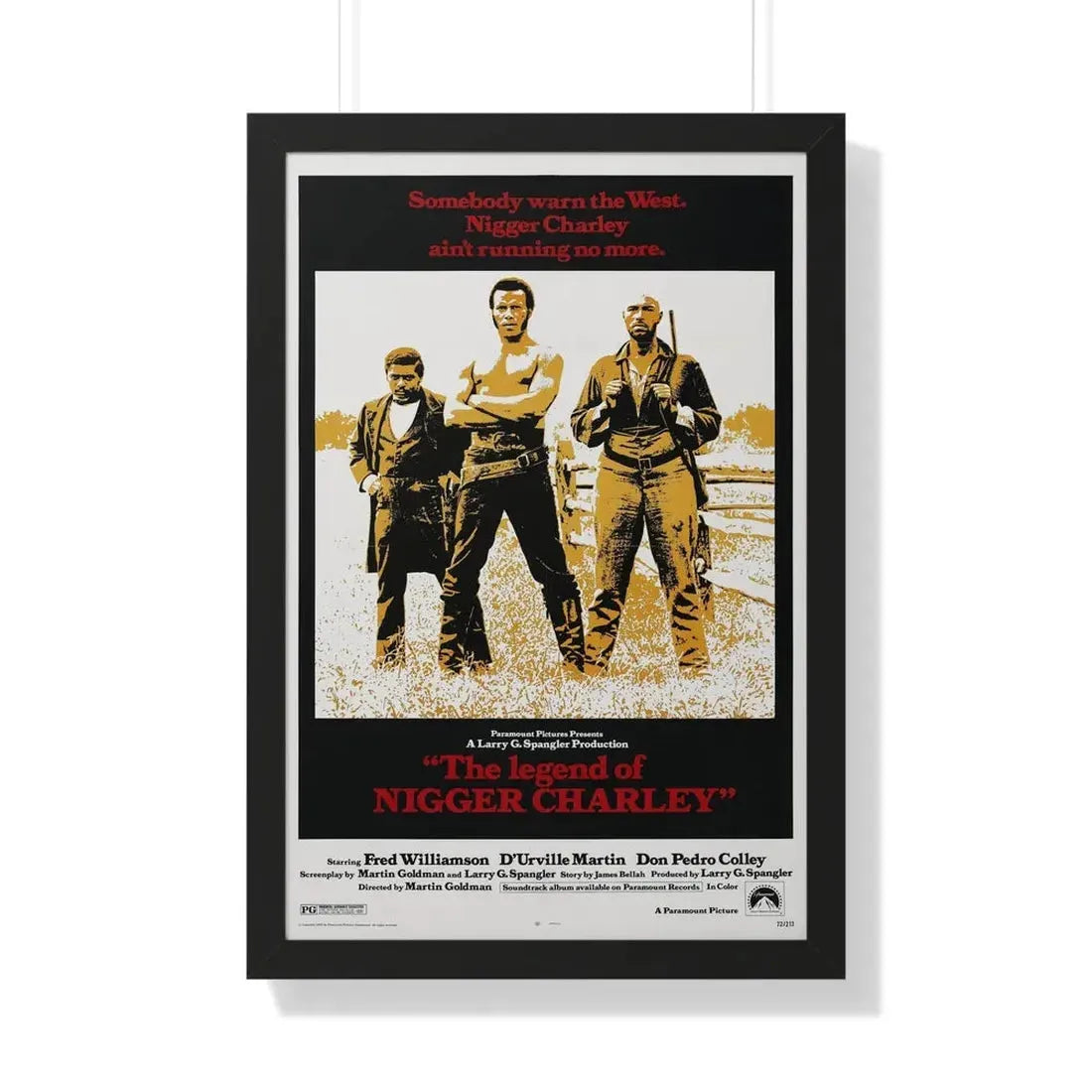 THE LEGEND OF NIGGER CHARLEY 1972 - Framed Movie Poster 20" x 30" Black - The Sticker Space