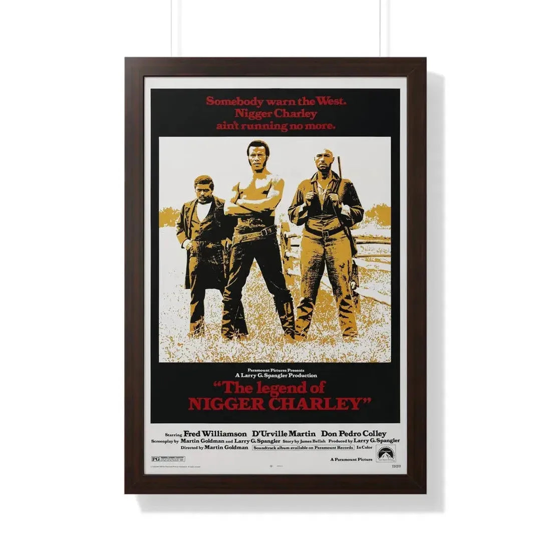 THE LEGEND OF NIGGER CHARLEY 1972 - Framed Movie Poster 20" x 30" Walnut - The Sticker Space