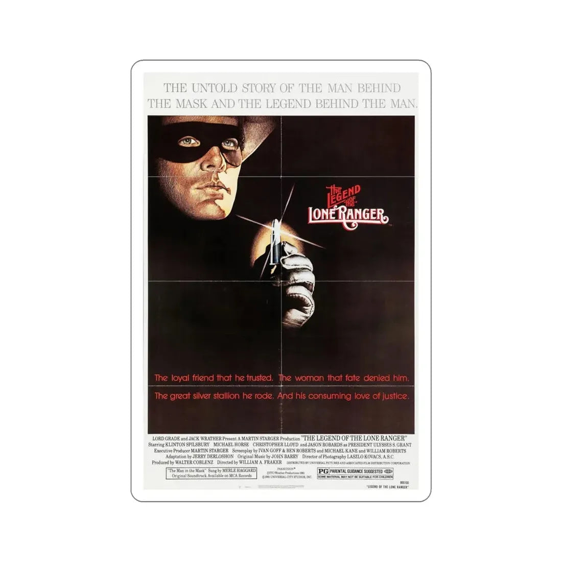 The Legend of the Lone Ranger 1981 Movie Poster STICKER Vinyl Die-Cut Decal 5 Inch - The Sticker Space