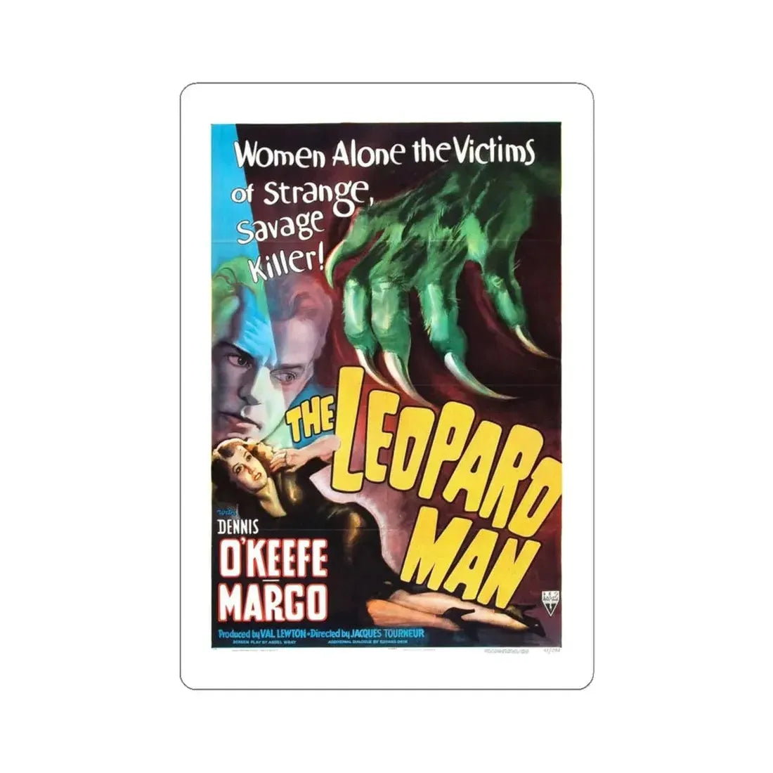 THE LEOPARD MAN 1943 Movie Poster - STICKER Vinyl Kiss-Cut Decal 6 Inch White - The Sticker Space