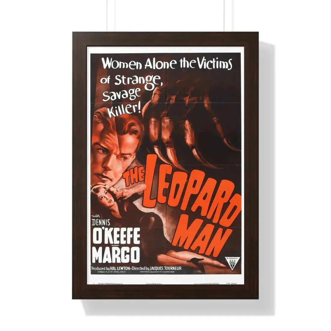 THE LEOPARD MAN (2) 1943 - Framed Movie Poster 16″ x 24″ Walnut - The Sticker Space