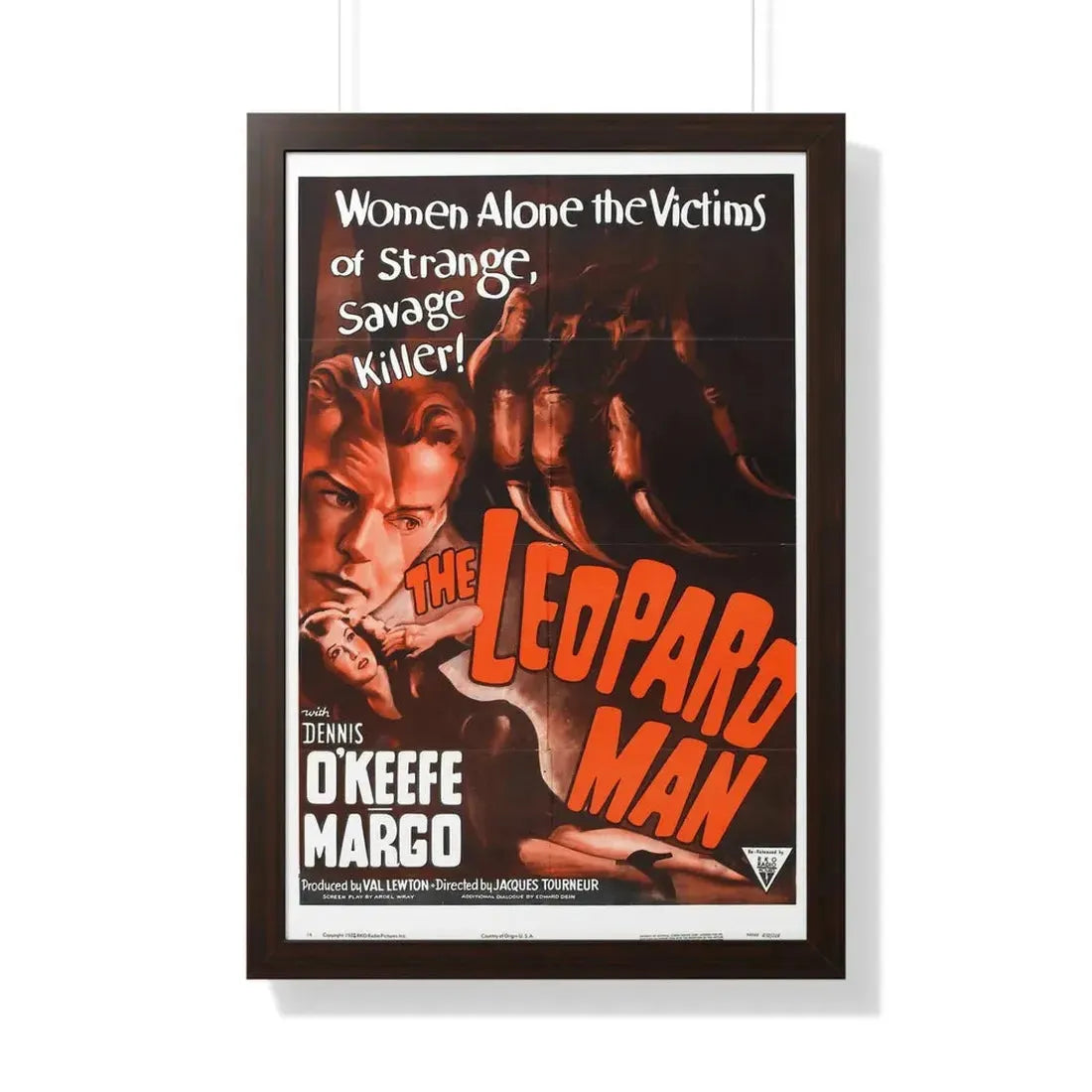 THE LEOPARD MAN (2) 1943 - Framed Movie Poster 20" x 30" Walnut - The Sticker Space