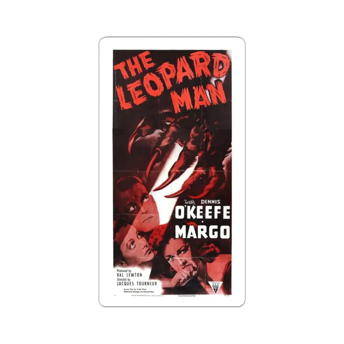 THE LEOPARD MAN (3) 1943 Movie Poster - STICKER Vinyl Kiss-Cut Decal 4 Inch White - The Sticker Space