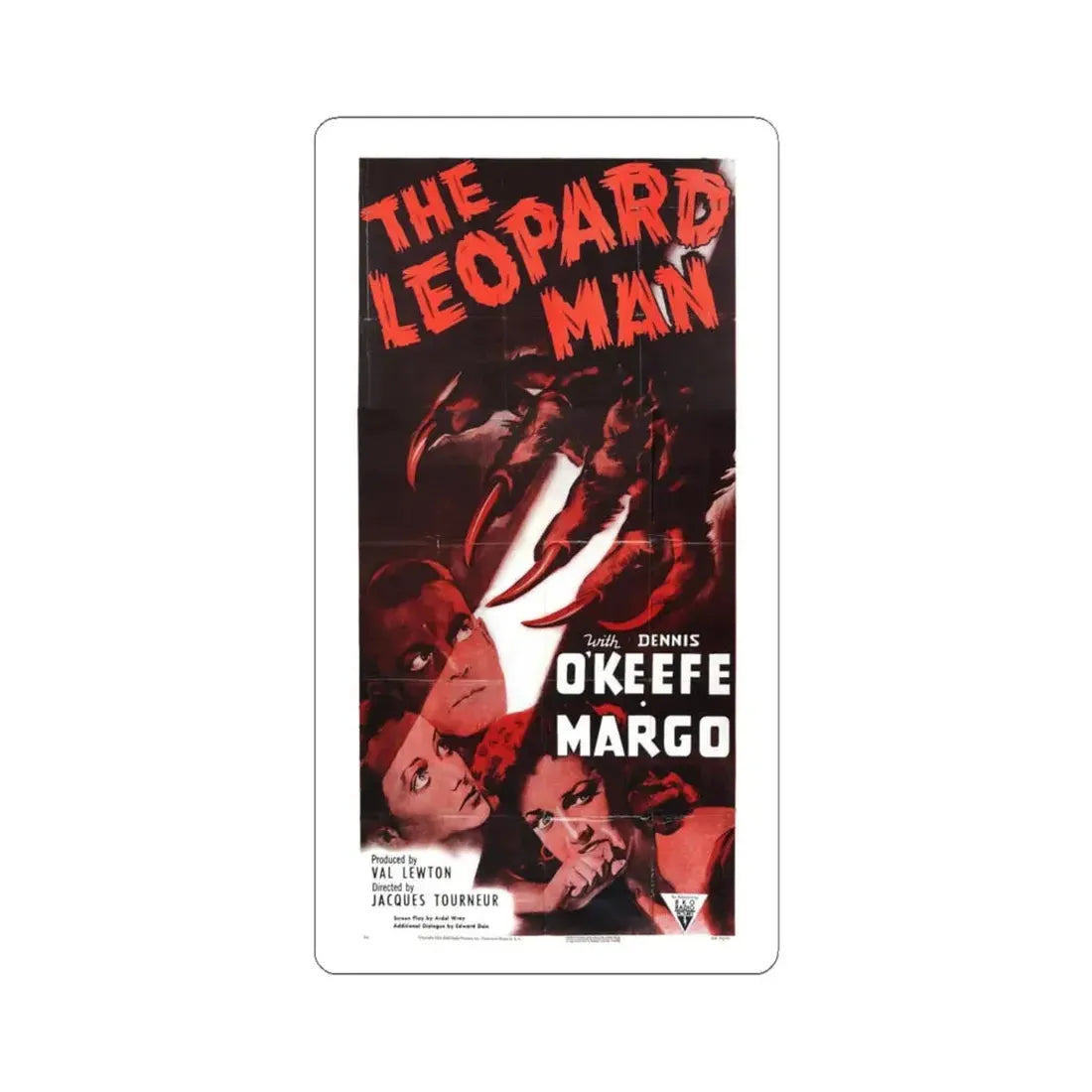 THE LEOPARD MAN (3) 1943 Movie Poster - STICKER Vinyl Kiss-Cut Decal 6 Inch White - The Sticker Space