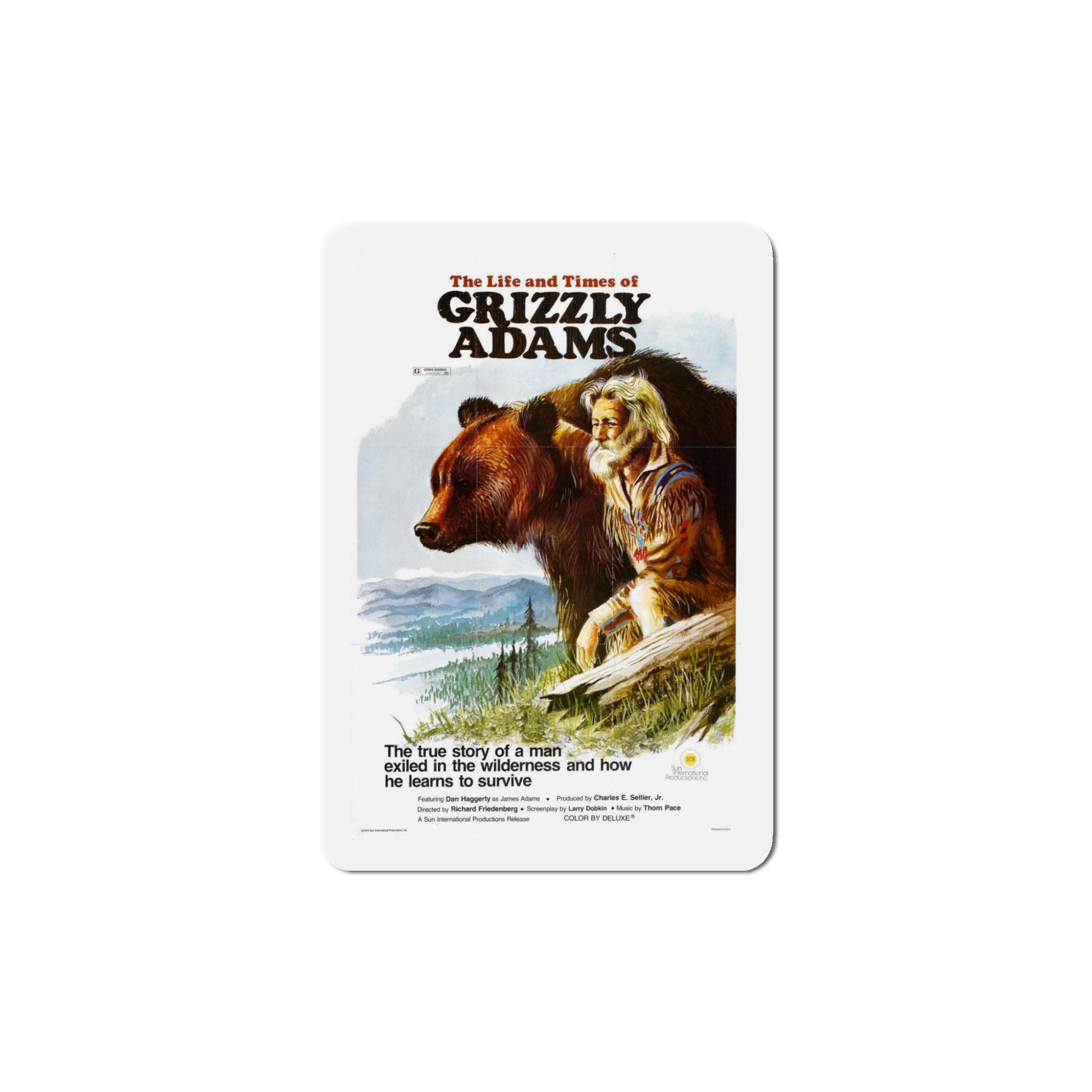 The Life and Times of Grizzly Adams 1974 Movie Poster Die-Cut Magnet-5" x 5"-The Sticker Space