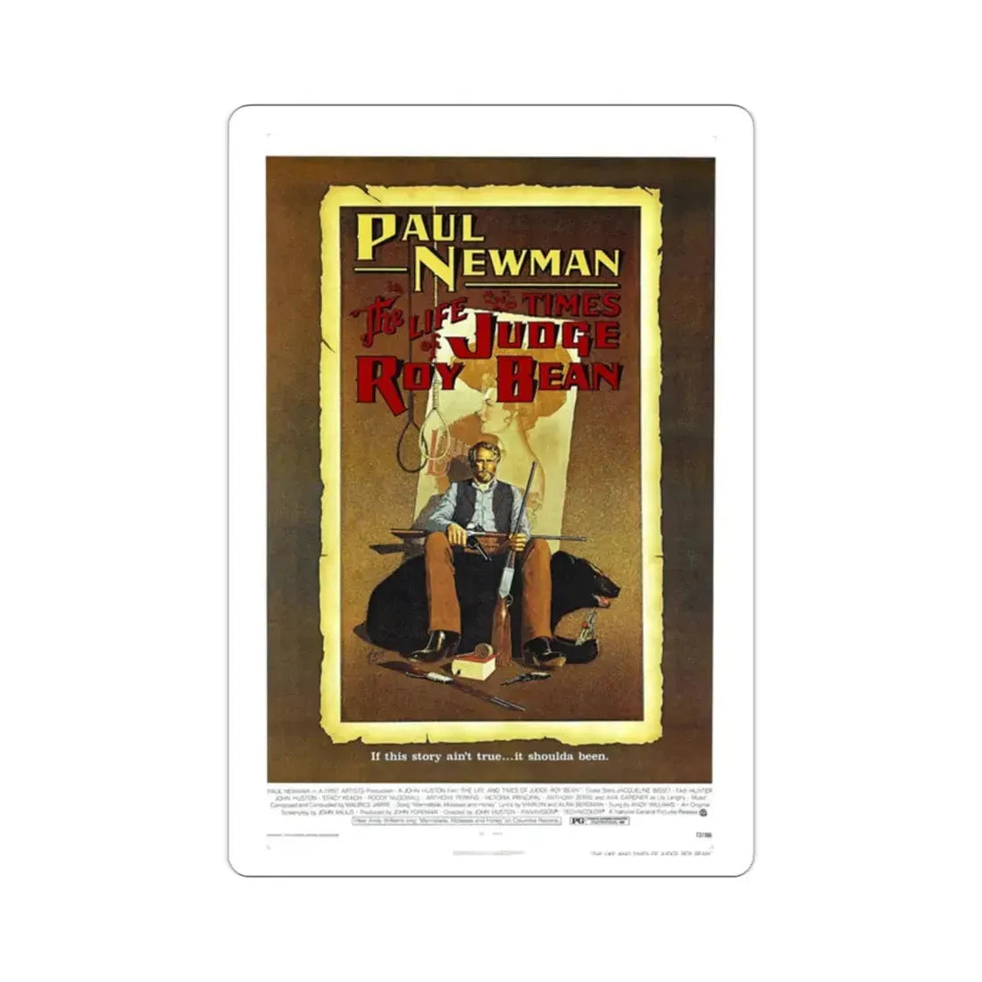 The Life and Times of Judge Roy Bean 1972 Movie Poster STICKER Vinyl Die-Cut Decal 2 Inch - The Sticker Space