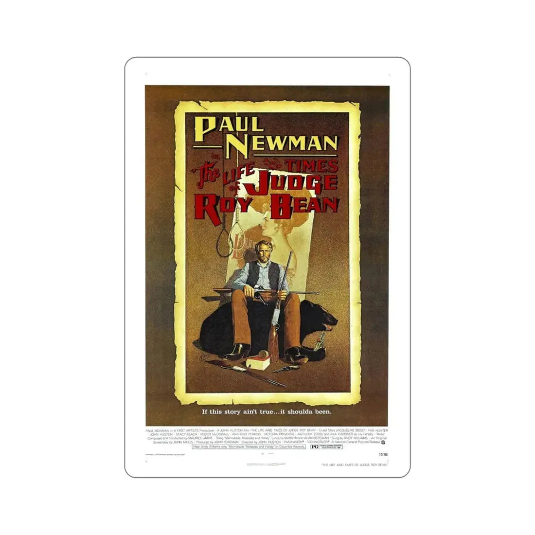 The Life and Times of Judge Roy Bean 1972 Movie Poster STICKER Vinyl Die-Cut Decal 5 Inch - The Sticker Space