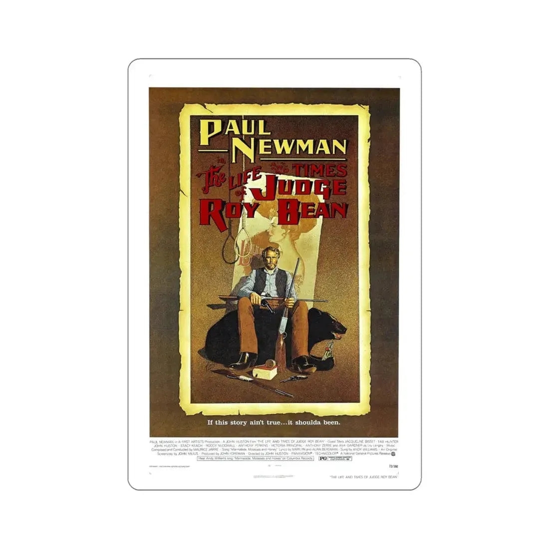 The Life and Times of Judge Roy Bean 1972 Movie Poster STICKER Vinyl Die-Cut Decal 6 Inch - The Sticker Space