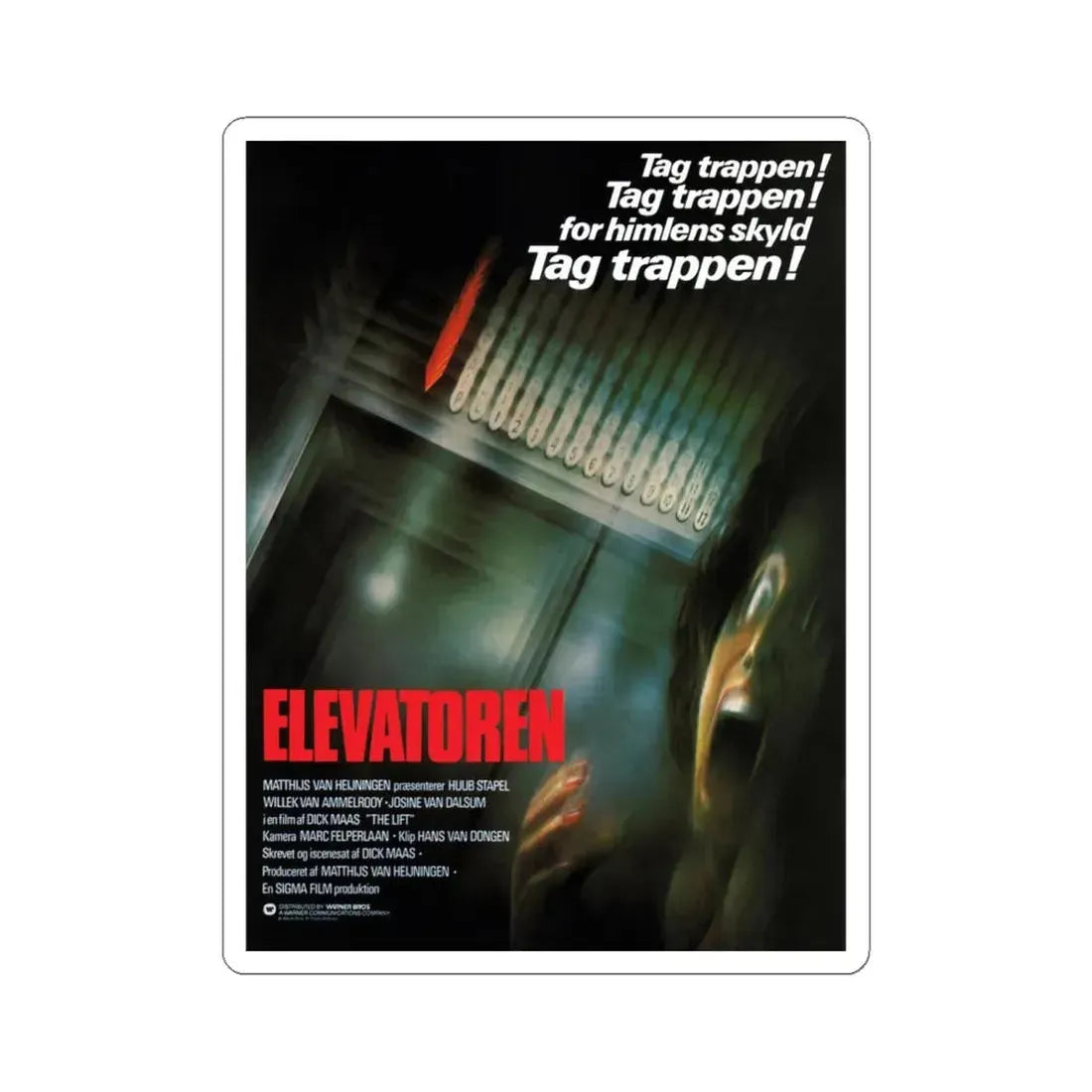 THE LIFT (DANISH) 1983 Movie Poster - STICKER Vinyl Kiss-Cut Decal 6 Inch White - The Sticker Space