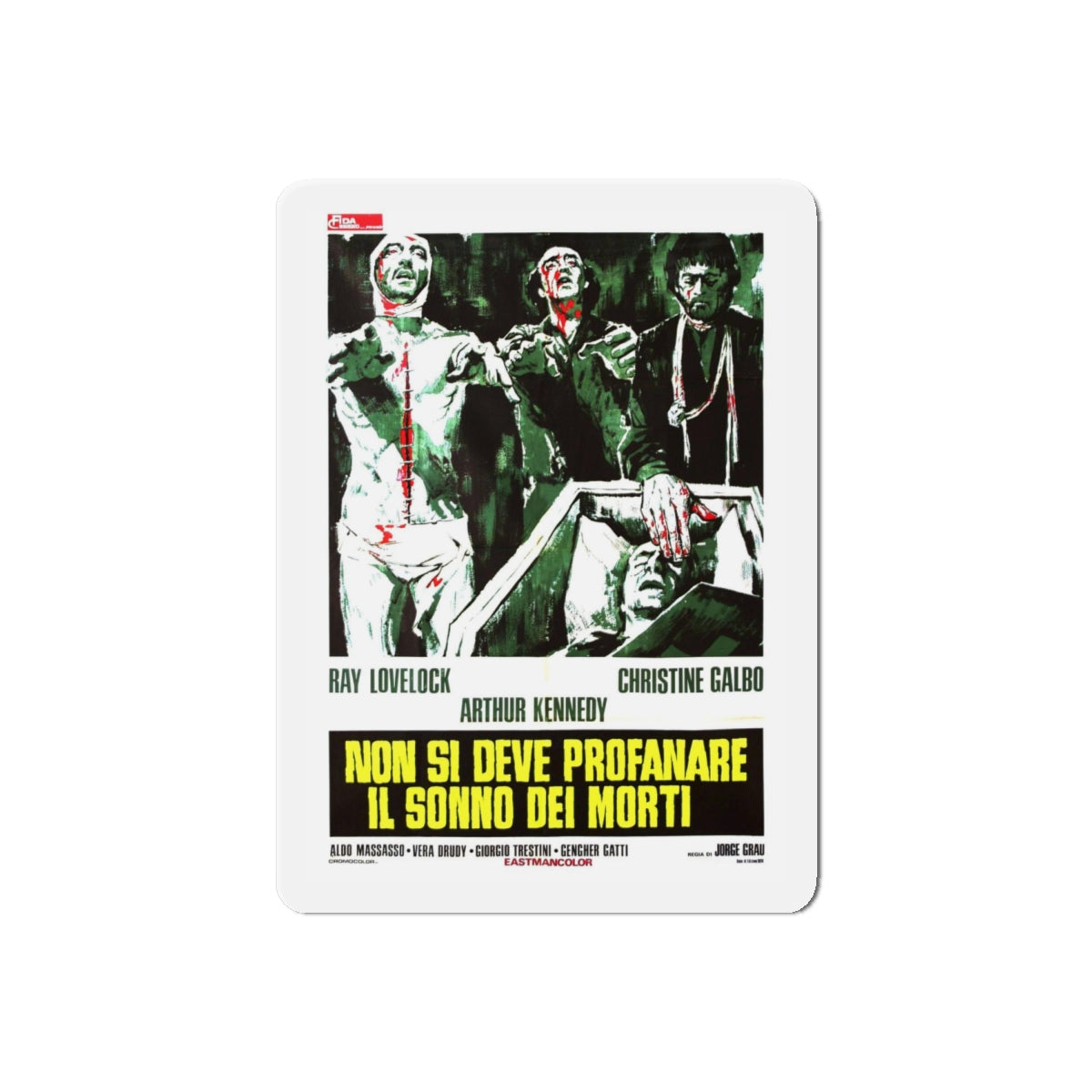 THE LIVING DEAD AT THE MANCHESTER MORGUE 1974 Movie Poster - Refrigerator Magnet-6" × 6"-The Sticker Space