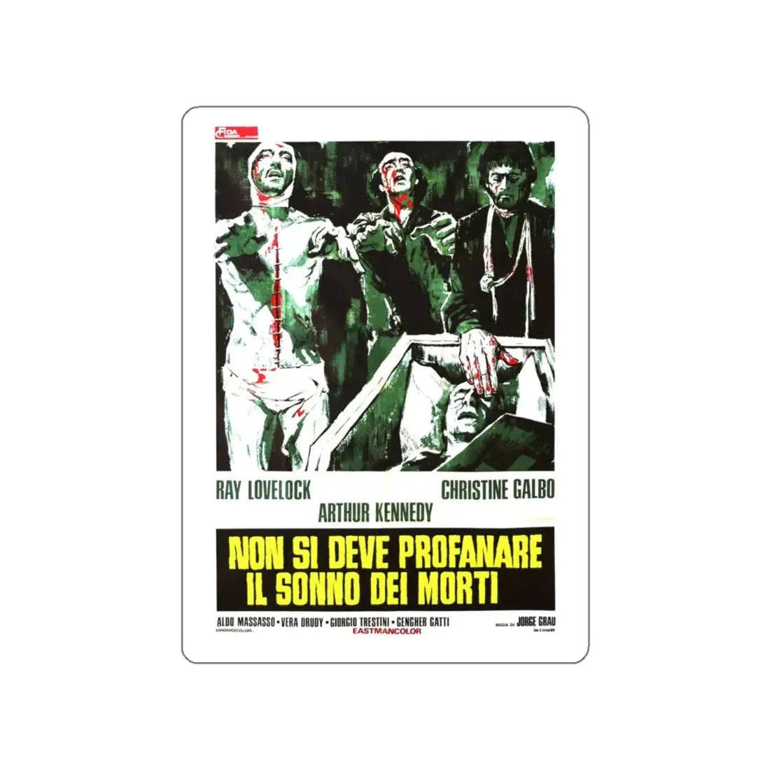 THE LIVING DEAD AT THE MANCHESTER MORGUE 1974 Movie Poster STICKER Vinyl Die-Cut Decal 4 Inch - The Sticker Space