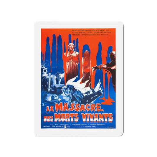 THE LIVING DEAD AT THE MANCHESTER MORGUE (FRENCH) 1974 Movie Poster - Refrigerator Magnet 2 Inch Die-Cut - The Sticker Space