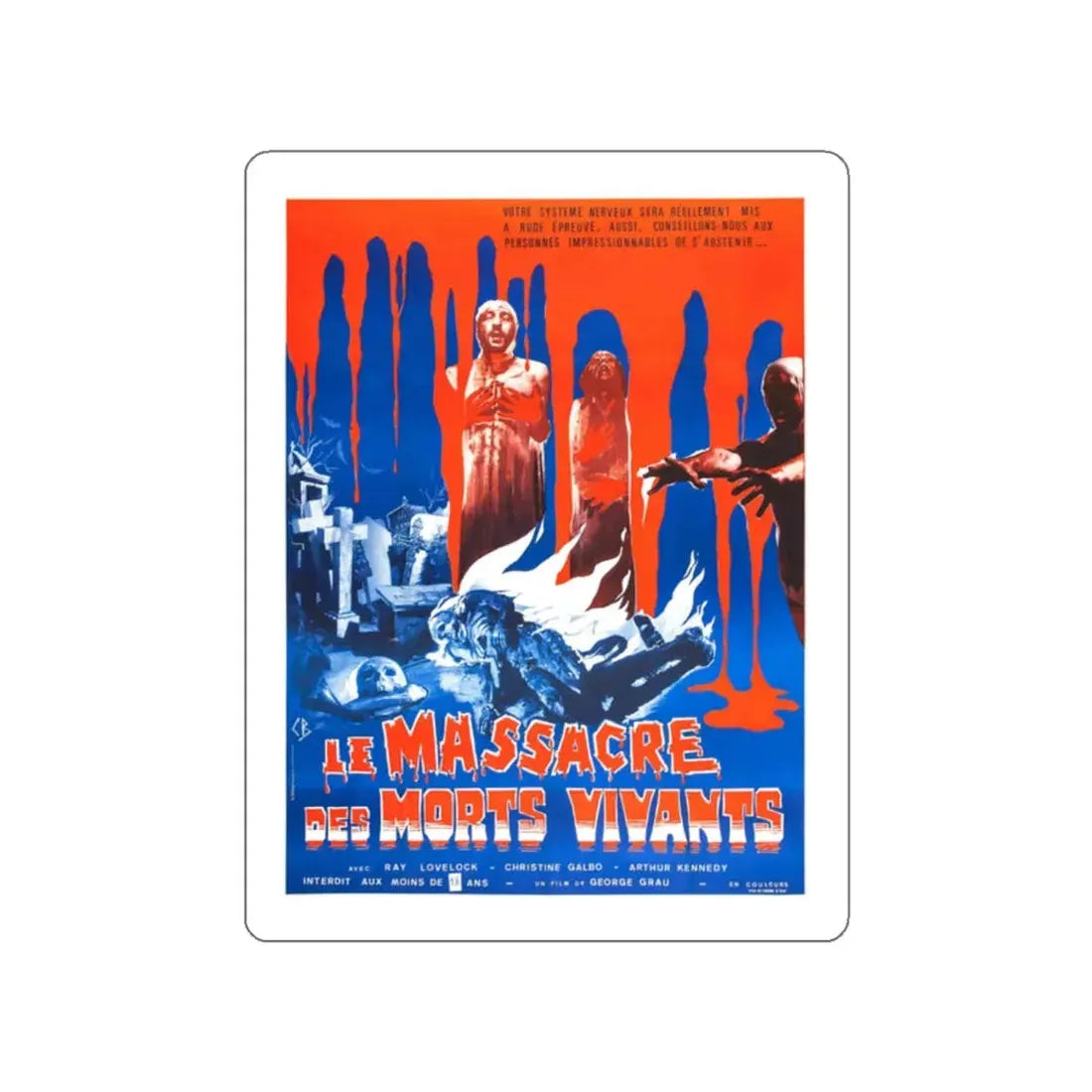 THE LIVING DEAD AT THE MANCHESTER MORGUE (FRENCH) 1974 Movie Poster STICKER Vinyl Die-Cut Decal 2 Inch - The Sticker Space