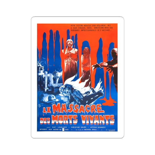 THE LIVING DEAD AT THE MANCHESTER MORGUE (FRENCH) 1974 Movie Poster - STICKER Vinyl Kiss-Cut Decal 2 Inch White - The Sticker Space