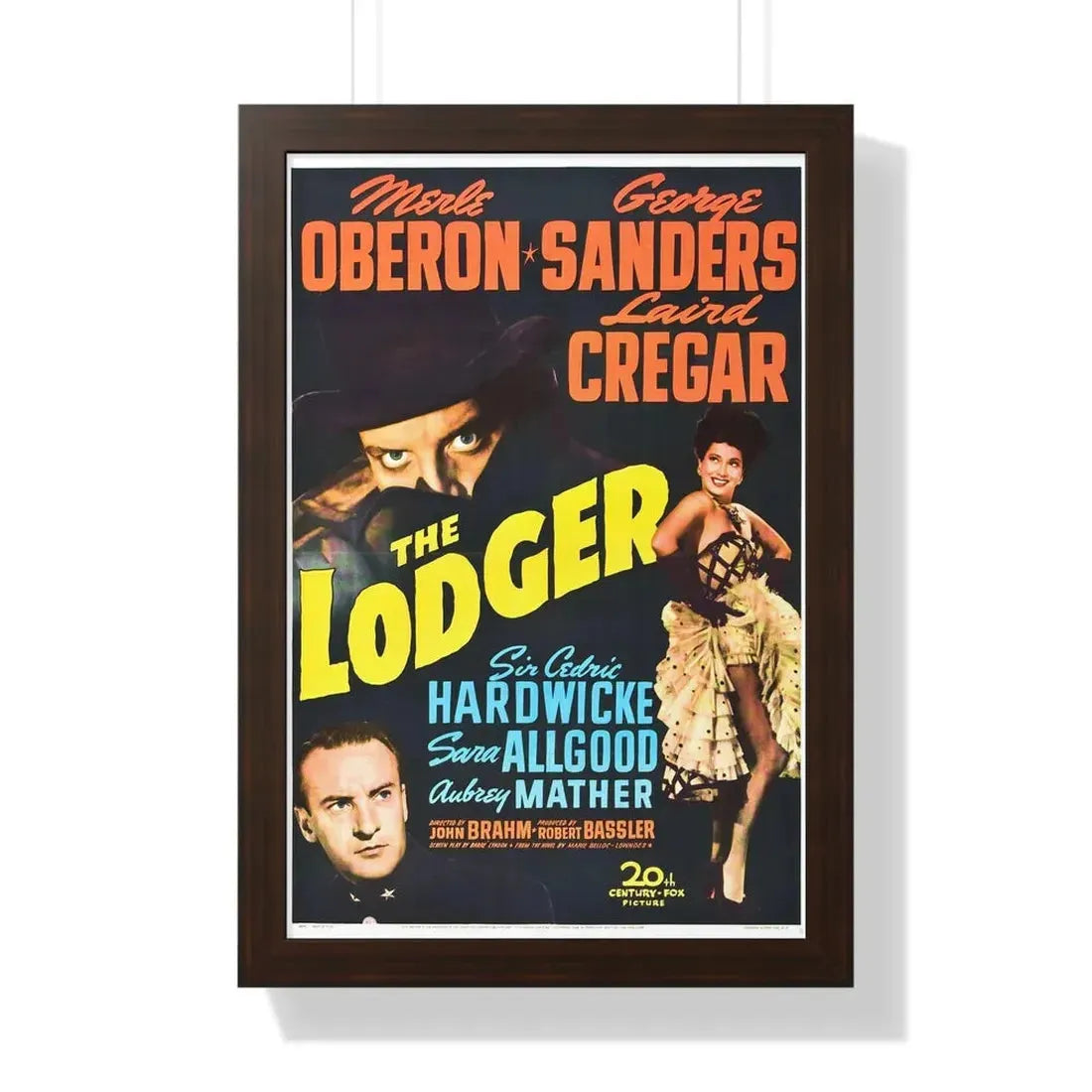 THE LODGER 1944 - Framed Movie Poster 16″ x 24″ Walnut - The Sticker Space