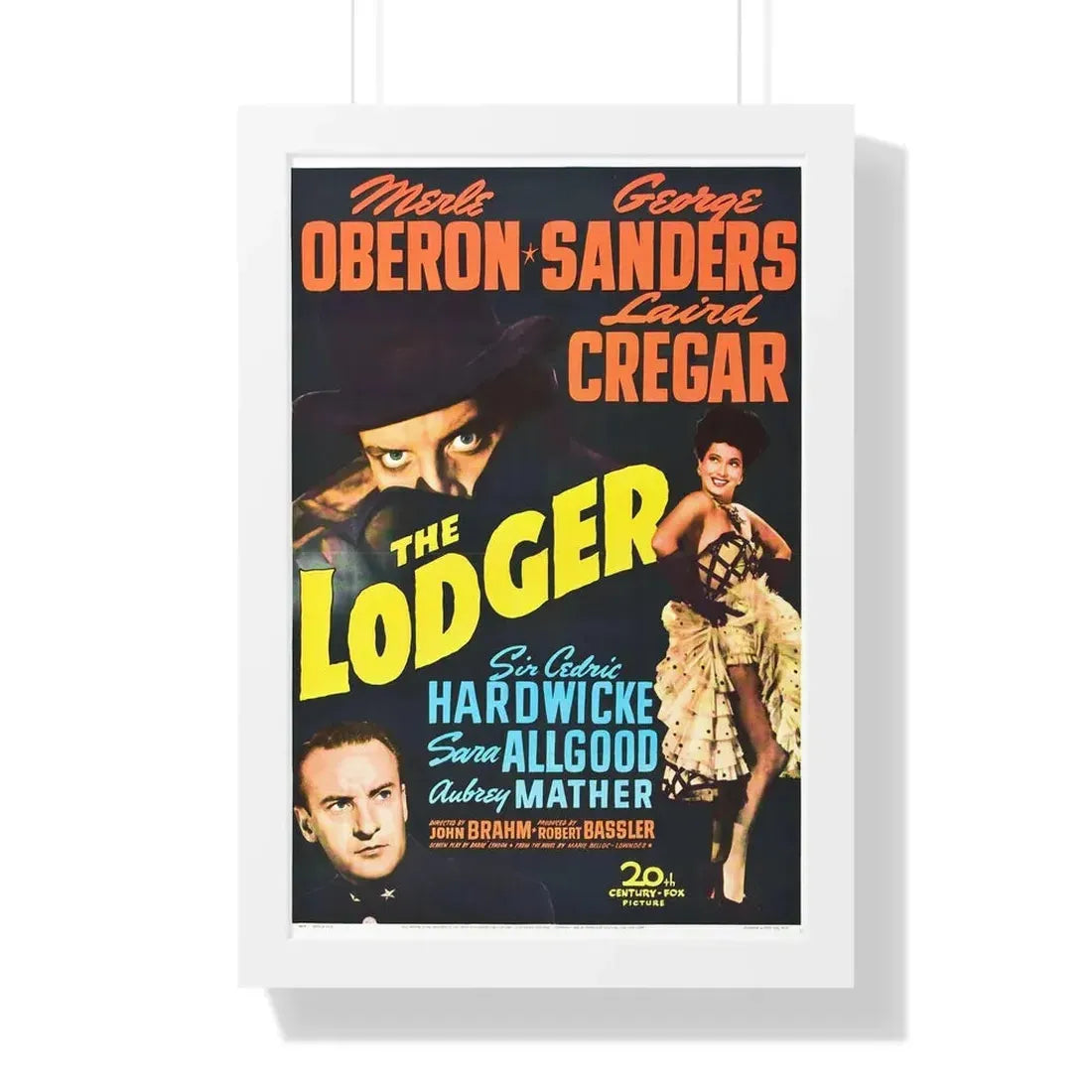 THE LODGER 1944 - Framed Movie Poster 16″ x 24″ White - The Sticker Space