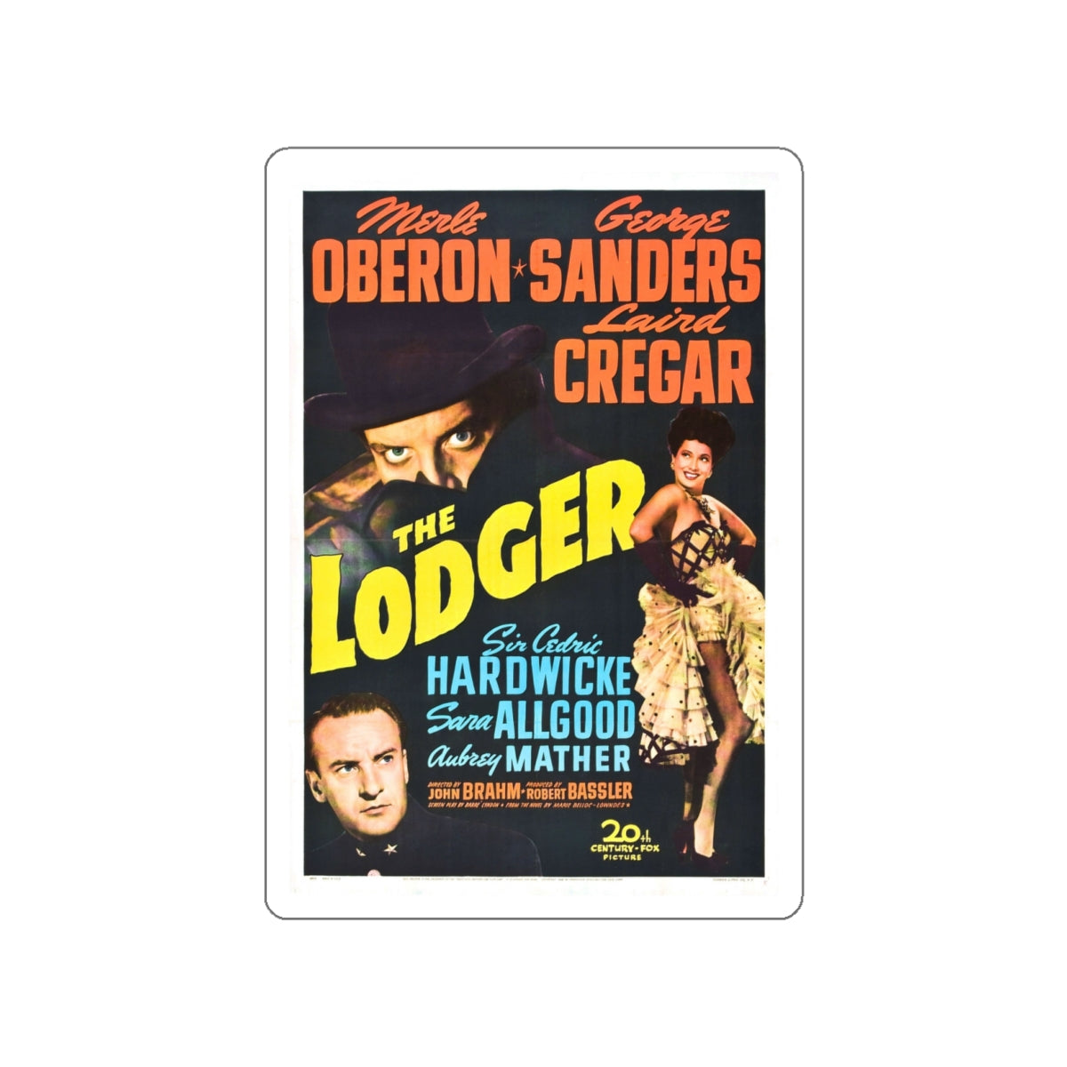 THE LODGER 1944 Movie Poster STICKER Vinyl Die-Cut Decal-White-The Sticker Space