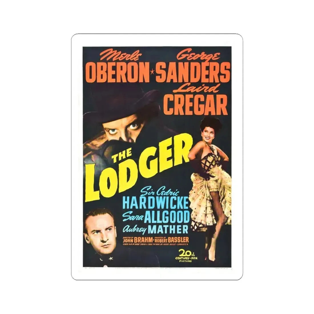 THE LODGER 1944 Movie Poster - STICKER Vinyl Kiss-Cut Decal 3 Inch White - The Sticker Space