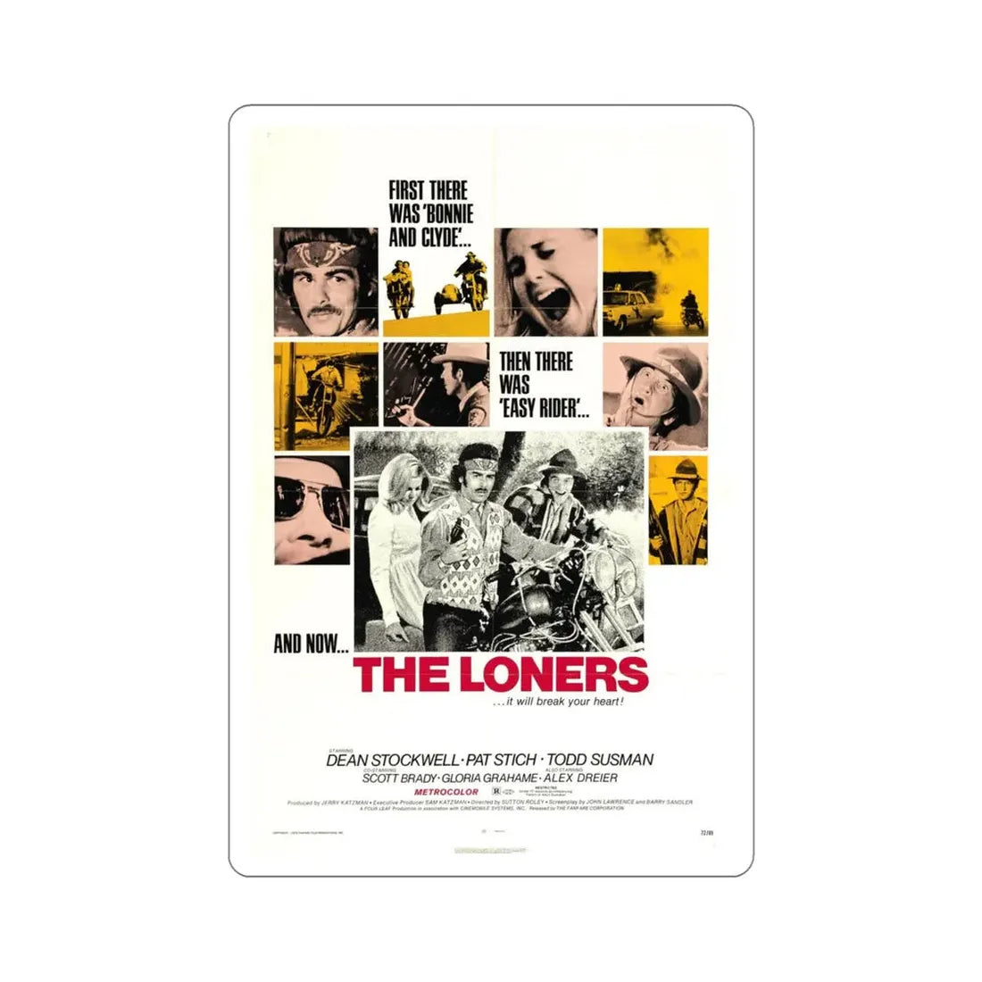 The Loners 1972 Movie Poster STICKER Vinyl Die-Cut Decal 6 Inch - The Sticker Space