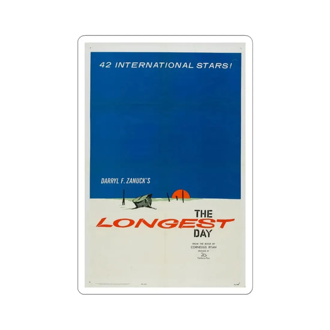 The Longest Day 1962 Movie Poster - STICKER Vinyl Kiss-Cut Decal 4 Inch White - The Sticker Space