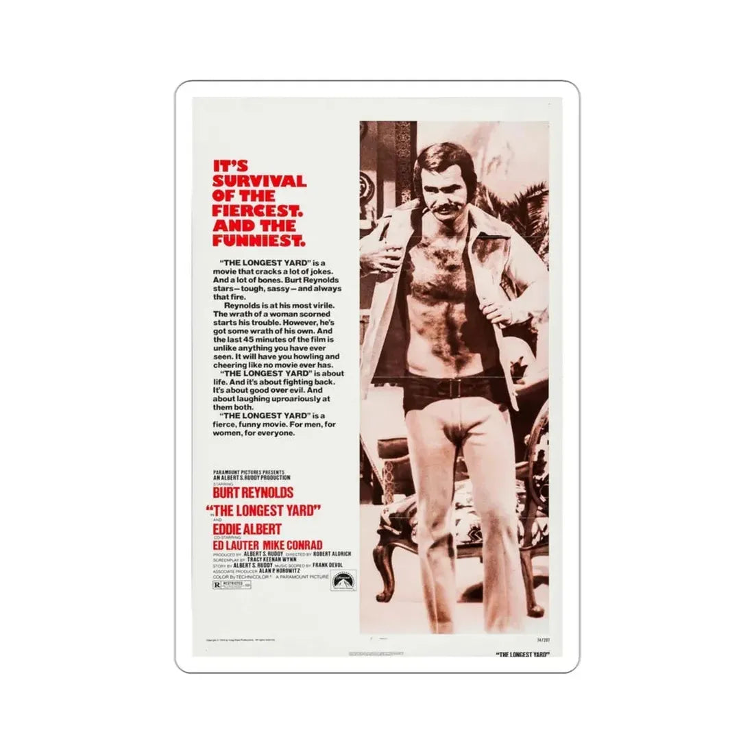 The Longest Yard 1974 Movie Poster STICKER Vinyl Die-Cut Decal 3 Inch - The Sticker Space