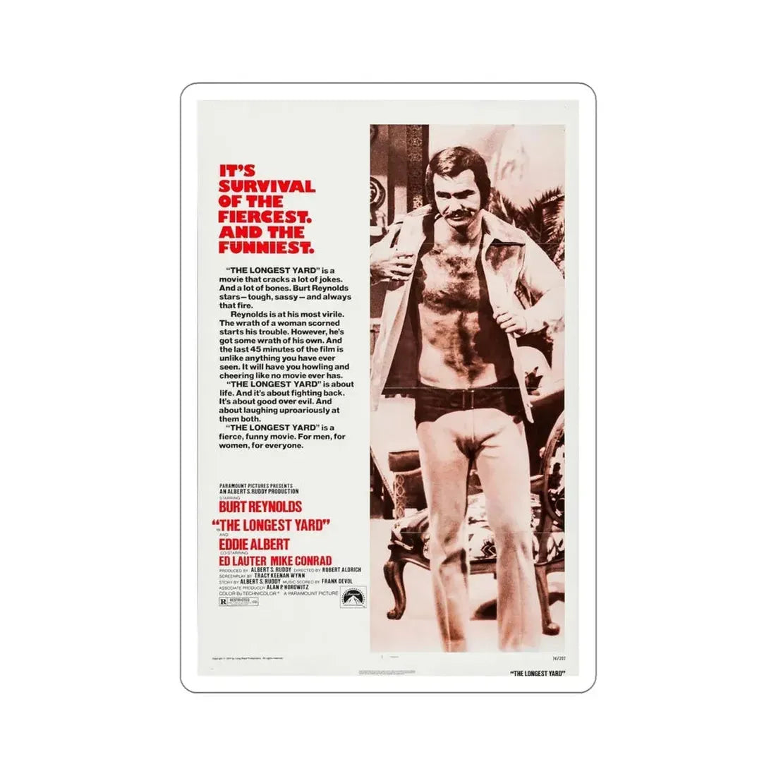 The Longest Yard 1974 Movie Poster STICKER Vinyl Die-Cut Decal 6 Inch - The Sticker Space
