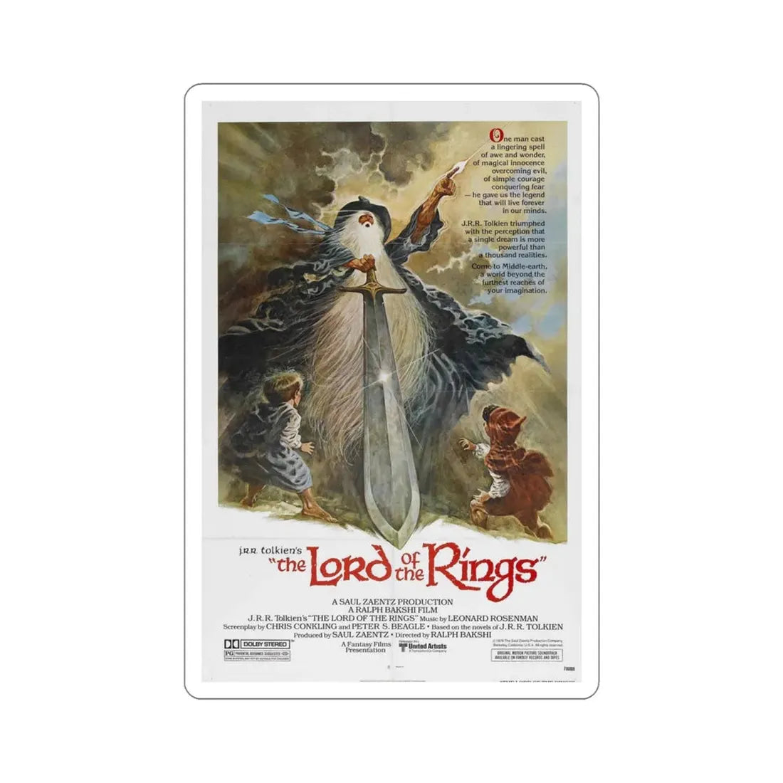 The Lord of the Rings 1978 Movie Poster STICKER Vinyl Die-Cut Decal 6 Inch - The Sticker Space