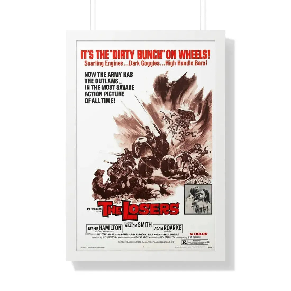 THE LOSERS 1970 - Framed Movie Poster 20" x 30" White - The Sticker Space
