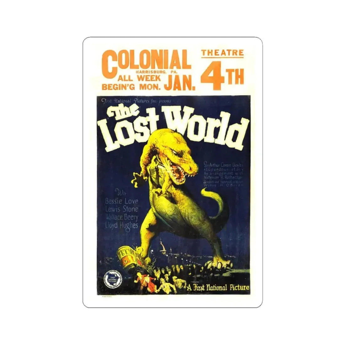THE LOST WORLD 1960 Movie Poster - STICKER Vinyl Kiss-Cut Decal 6 Inch White - The Sticker Space
