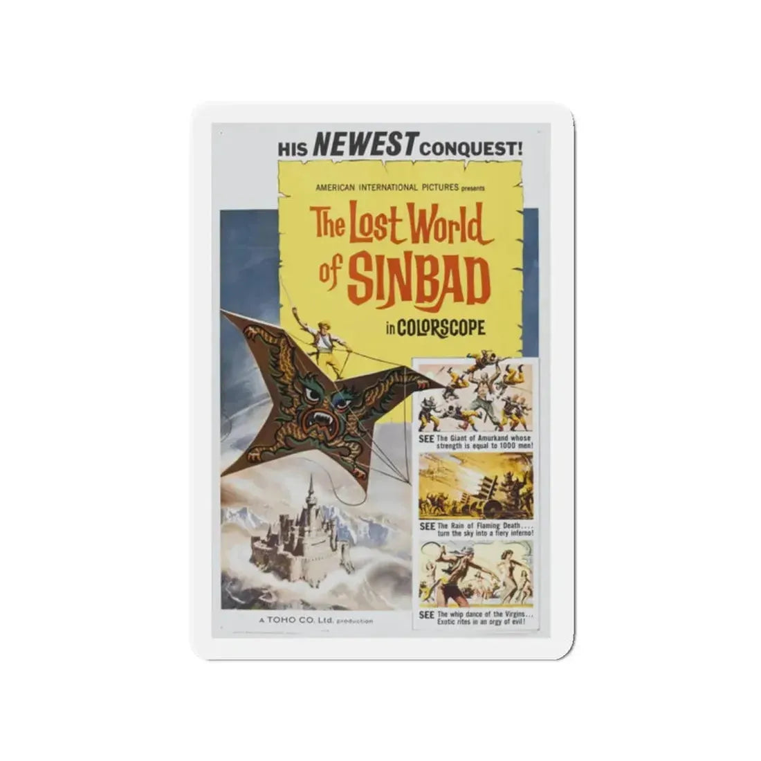 THE LOST WORLD OF SINBAD 1963 Movie Poster - Refrigerator Magnet 2 Inch Die-Cut - The Sticker Space