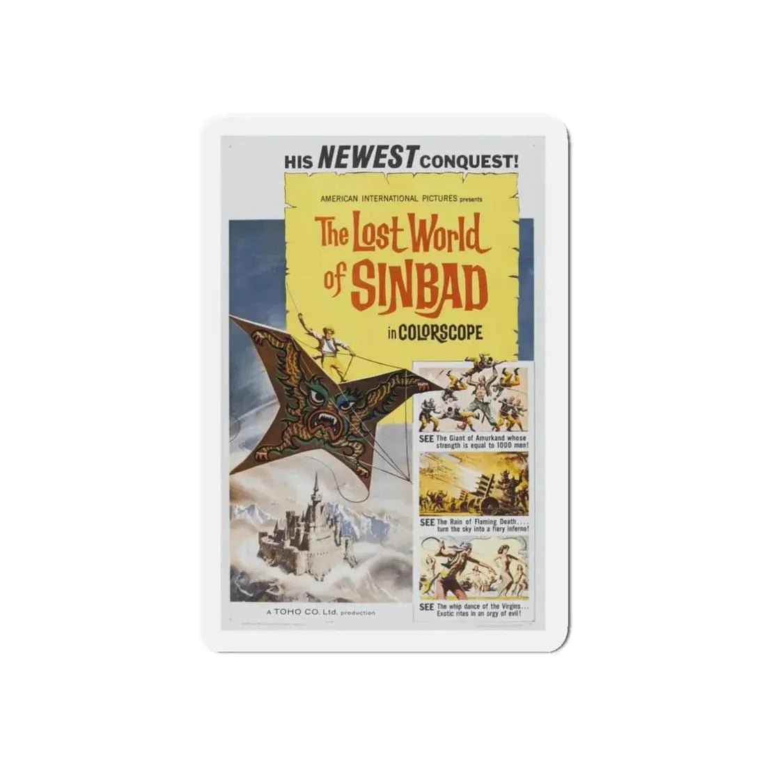 THE LOST WORLD OF SINBAD 1963 Movie Poster - Refrigerator Magnet 3 Inch Die-Cut - The Sticker Space