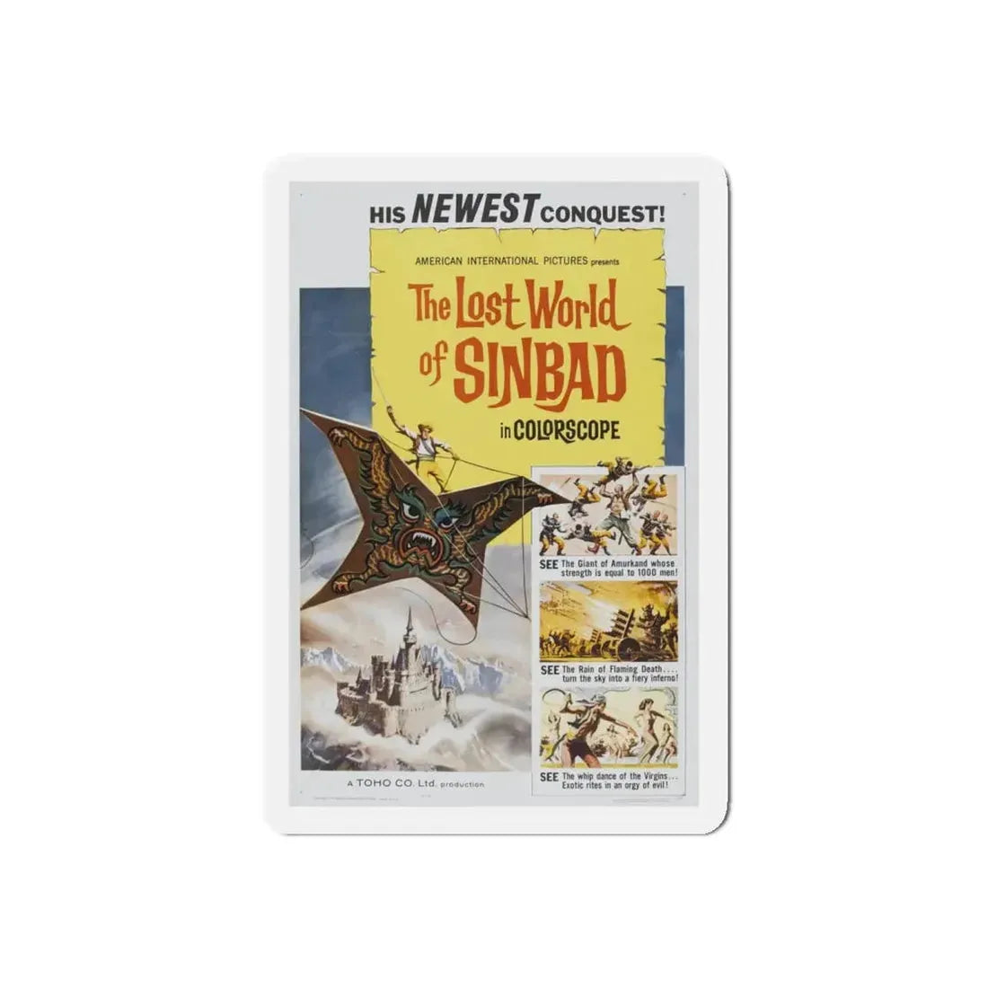 THE LOST WORLD OF SINBAD 1963 Movie Poster - Refrigerator Magnet 4 Inch Die-Cut - The Sticker Space