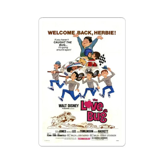 The Love Bug 1969 Movie Poster - STICKER Vinyl Kiss-Cut Decal 2 Inch White - The Sticker Space