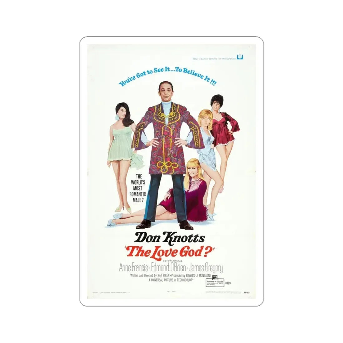 The Love God 1969 Movie Poster STICKER Vinyl Die-Cut Decal 3 Inch - The Sticker Space